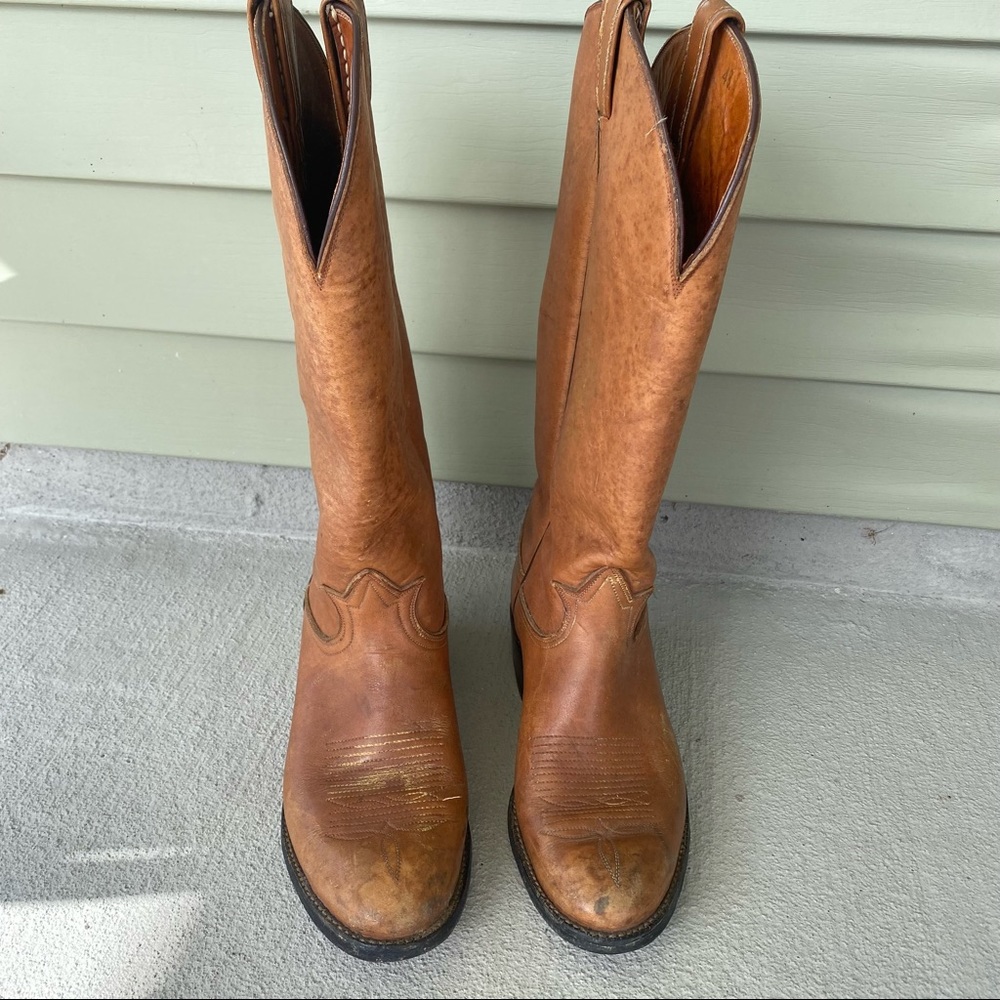 Vintage Tony Lama Men’s Brown Leather Western Cowboy Boots Size 8 D 5062 - Picture 2 of 9